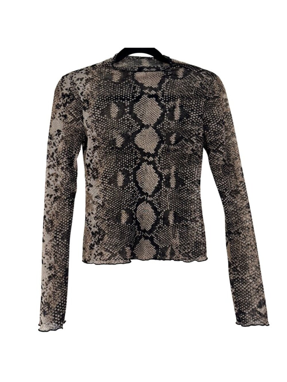 Windsor Y2K Snake Print Mesh Sheer Long Sleeve Mock Neck Top‎ Size S